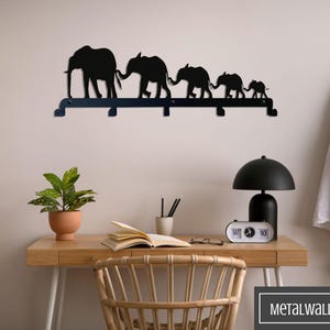 Elephant Family Metal Wall Hanger: Modern Entryway Coat Rack for Indoor/Outdoor Use (Custom Sizes)