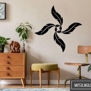 Elegant Quill Pen Metal Wall Sculpture: Large Modern Decor for Home Office, Living Room & Bedroom