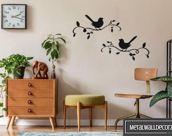 Metal Bird Wall Art Set of 2: Modern Sculpture, Indoor/Outdoor Decor
