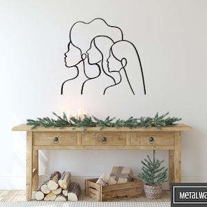 Minimalist Metal Line Art Wall Decor: Large Custom Size Girls&#39; Room Hanging for Modern Home