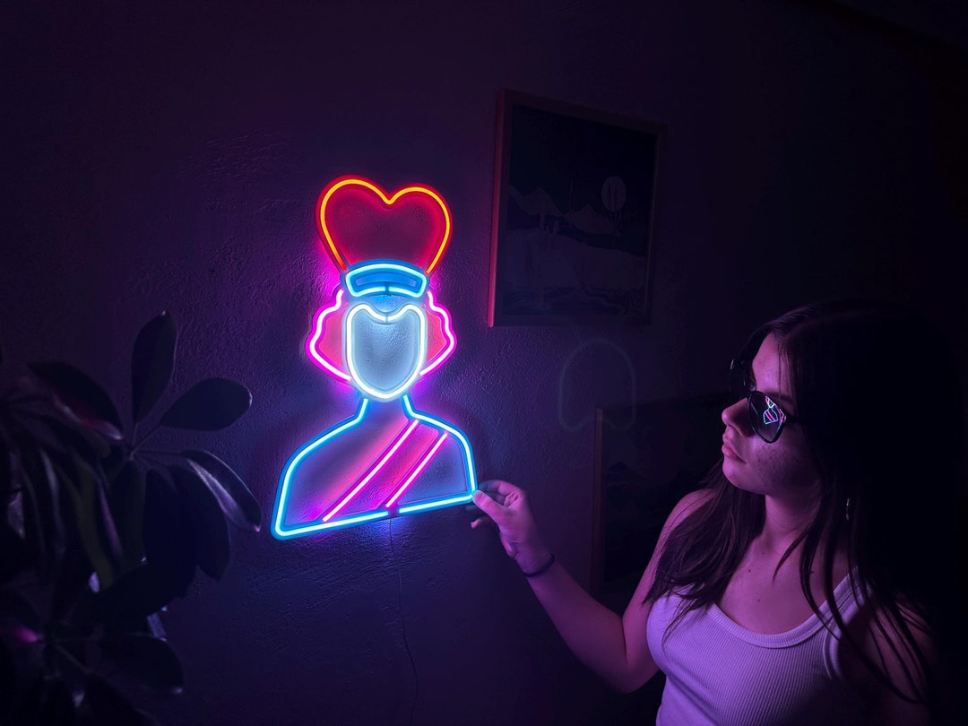 Queen LED Neon Sign: Remote-controlled Wall Art Decor for Bedroom, Bar ...