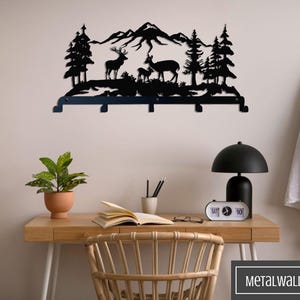 Customizable Deer Family Metal Wall Coat Rack: Modern Entryway Decor with 5 Color Options