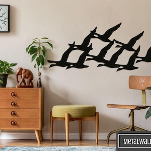Geese Flock Metal Wall Art: Modern Birds Wall Decor