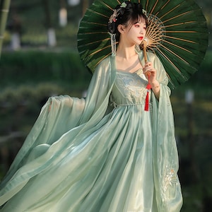 Tang Hanfu, Hezi Skirt, Double-layered Large-sleeved Shirt, Chest-length Skirt, Ancient Hanfu, Fairy-like And Elegant Hanfu,