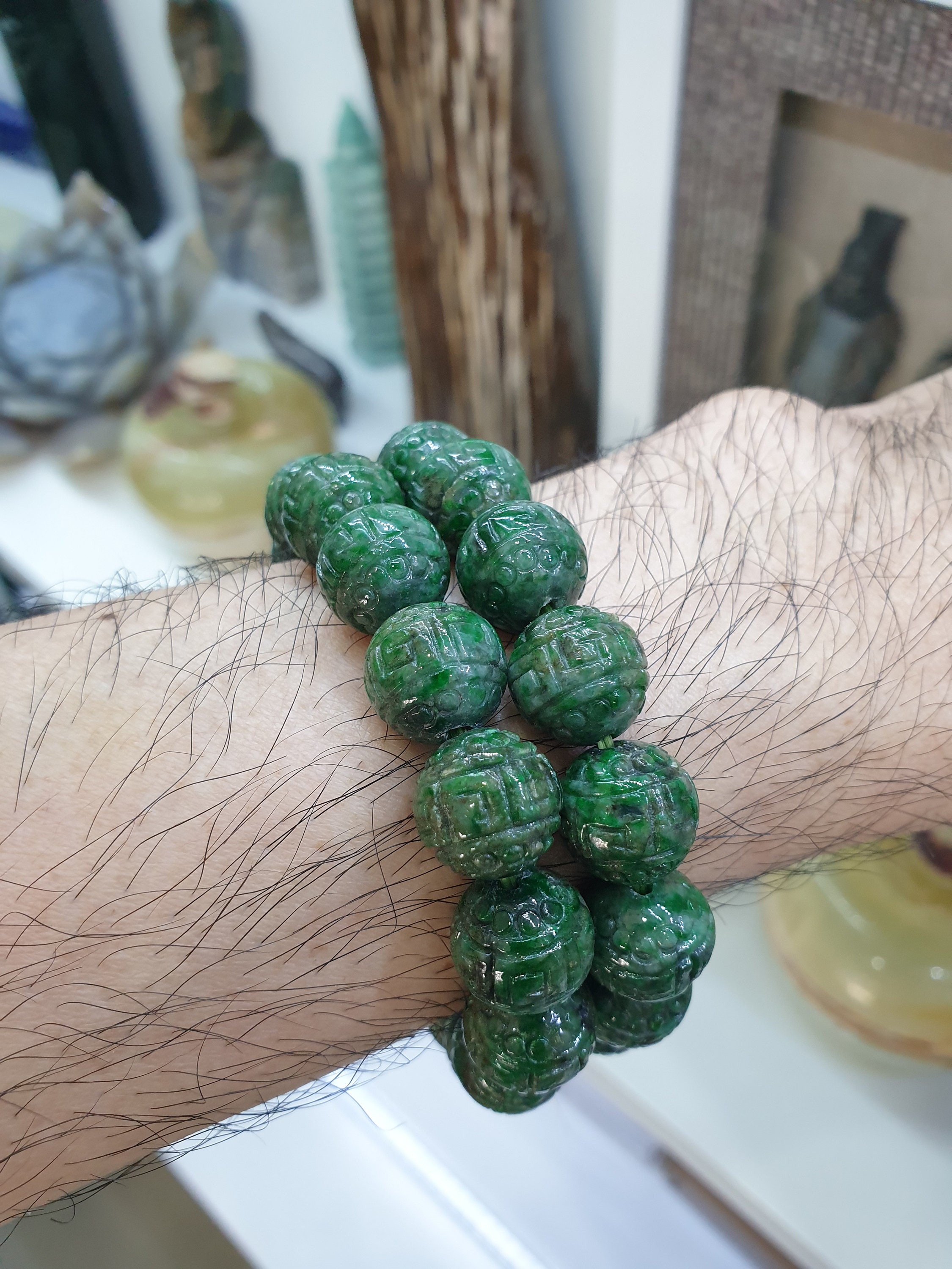 His or Hers Vintage Jade Ruyi Beads Bracelet (size 17 Cm) - Etsy