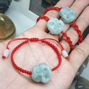 His & Hers Jade Happy Buddha in Red Thread Bracelet