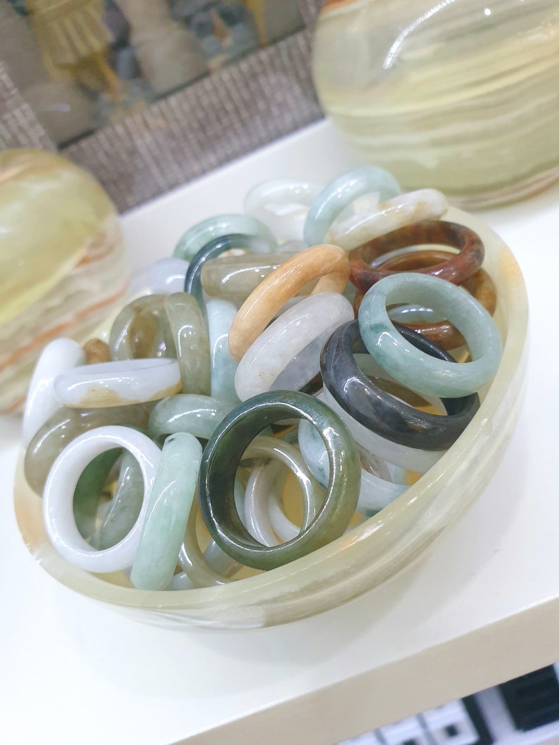 50 Random Pcs Jade Rings (wholesale, Randon Size & Color) - Etsy