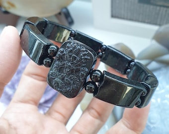 Black Jade Dragon Power Bracelet 19cm Authentic Myanmar Jadeite Type A