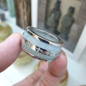 Jade Archer&#39;s Ring in Sterling Silver, Size 64 (US 11)