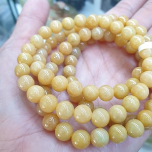 Yellow Jade 8 mm Beads Bracelet (Size 16 cm)