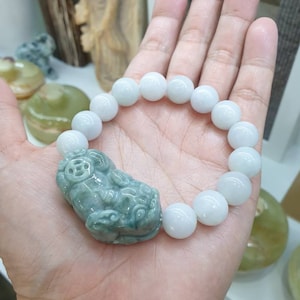Money Pixiu Full Jade Beaded Bracelet (Size 17 cm)