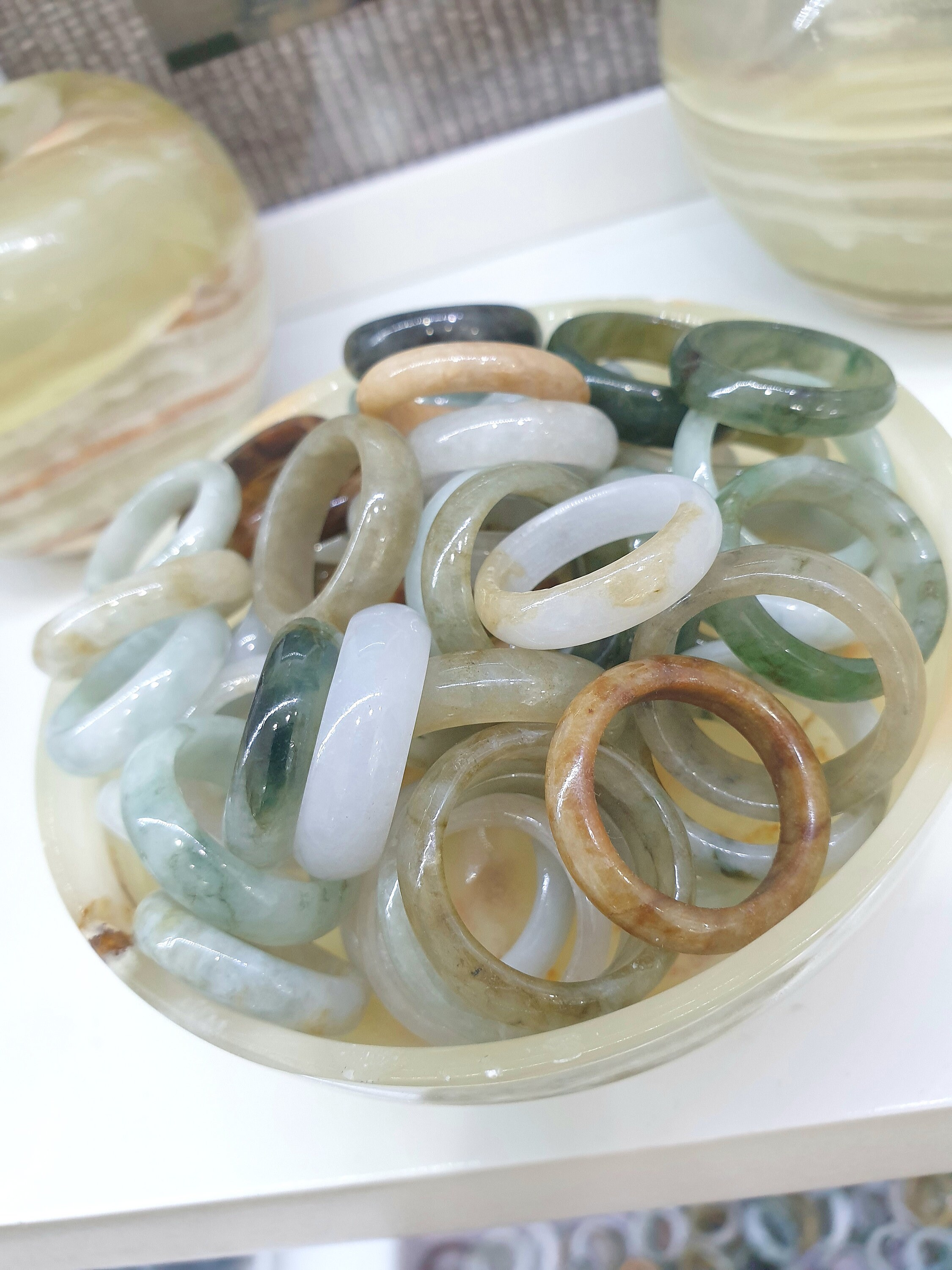 50 Random Pcs Jade Rings (wholesale, Randon Size & Color) - Etsy