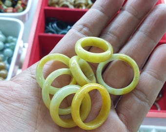 Yellow Jade Ring (Size Selections) Type A Natural Burma Jadeite