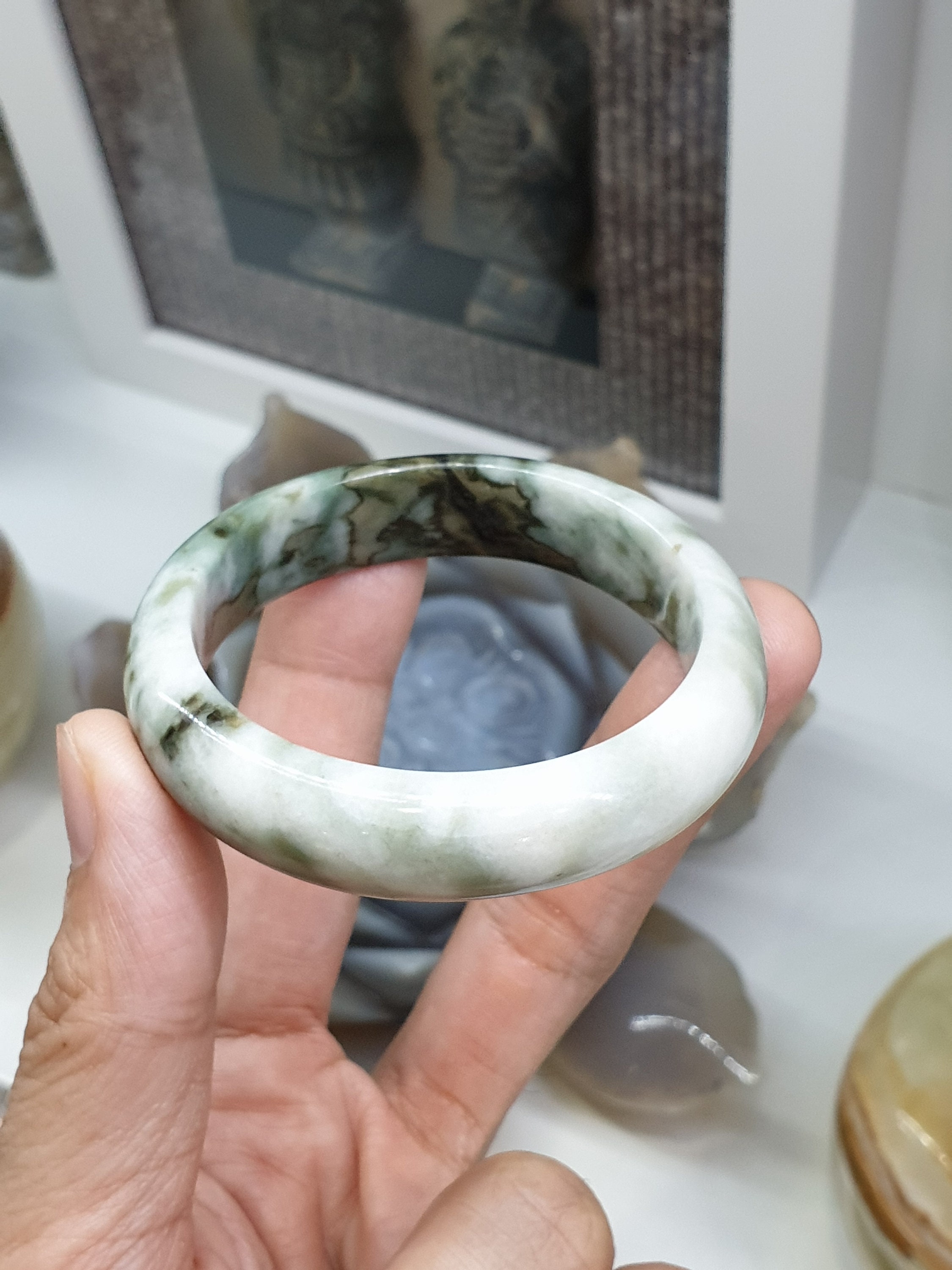 Flame Jade Bangle size 52 - Etsy