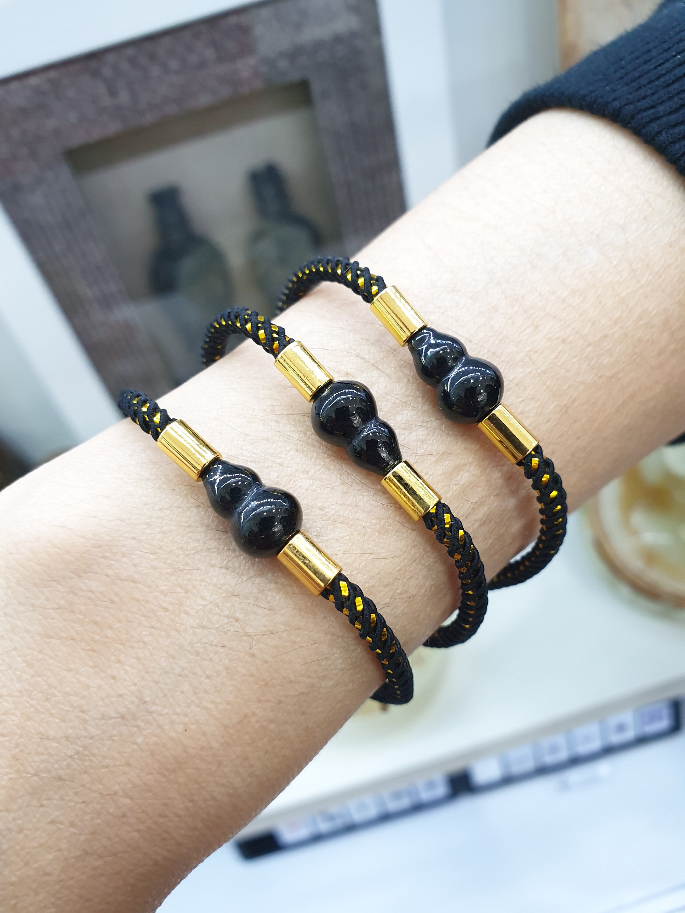 Black Jade Wu Lou Gourd Extension Bracelet - Etsy