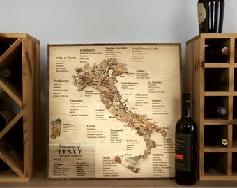 1 year anniversary gift for boyfriend wine lover, birthday wine gifts, Italy wine map wood art decor, 10 year anniversary gift for husband