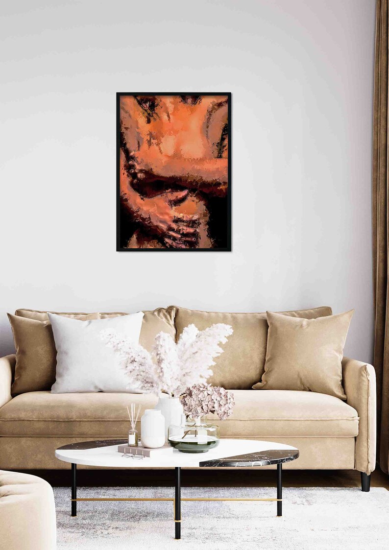 Printable Art Modern Art Nude Couple Embracing - Etsy