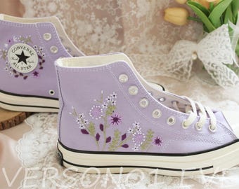 Embroidered Floral Converse Chuck Taylor 1970s - Customized Wedding Shoes