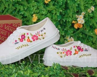 Custom Embroidered Vans: Floral Wedding Sneakers, Bridal Gift