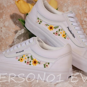 Custom Vans Bestickte Schuhe Vans Braut Sneakers Sonnenblume Bestickte Hochzeitsschuhe Hochzeitsgeschenke für Sie