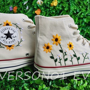 Benutzerdefinierte Converse gestickte Schuhe Konverse Chuck Taylor 1970s bestickte Sonnenblume Bestickte Schuhe für ihr Hochzeitsgeschenk