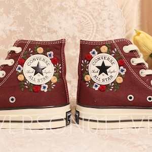 Low price Custom Converse Embroidered Shoes Converse Chuck Taylor 1970s Embroidered Wreaths. Flowers Converse Shoes Best Gift for Her