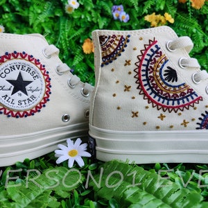 Customized Converse Embroidered Shoes Converse Chuck Taylor 1970s Customized Embroidered Name Converse Shoes for Her Wedding Gift