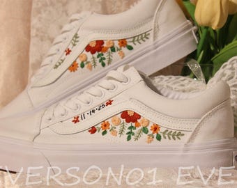 Vans bordados personalizados: tênis florais para casamento, presente de noiva