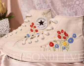 Custom Converse Flower  Embroidered Shoes Converse Chuck Taylor 1970s Embroidered Floral Converse Shoes Best Gift for Her