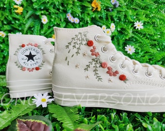 Tênis Converse Chuck Taylor All Star bordados personalizados da década de 1970 para presente de casamento
