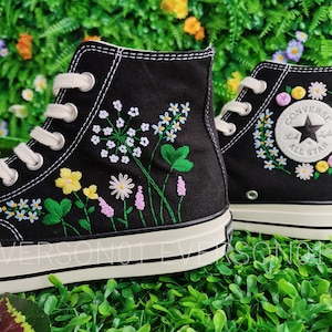 Custom Converse Embroidered Shoes Converse Chuck Taylor 1970s Embroidered Clover & Dandelion Floral Converse Shoes Best Gift for Her