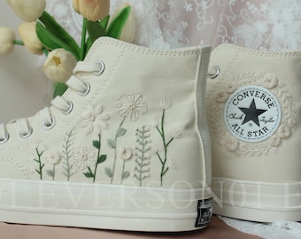 Custom Embroidered Converse Chuck Taylor 1970s: Floral Wedding Shoes