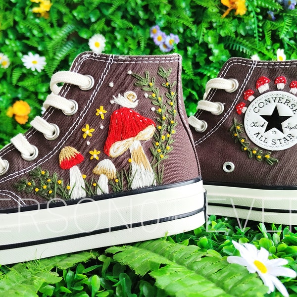 Low price Custom Converse Embroidered Shoes Converse Chuck Taylor 1970s Embroidered Snail Mushroom Converse Shoes Best Gift for Her