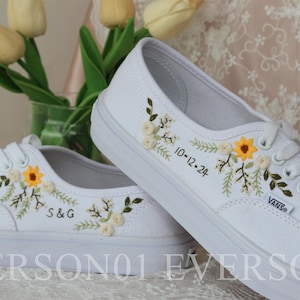 Custom Vans Bestickte Schuhe Vans Braut Sneakers Bestickte Hochzeitsschuhe Hochzeitsgeschenke für sie Vans Sunflower