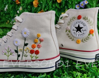 Custom Converse Embroidered Shoes Converse Chuck Taylor 1970s Embroidered Daisy Floral Rose Converse Shoes Best Gift for Her