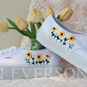 Benutzerdefinierte Vans bestickte Schuhe Vans Braut Sneakers gestickte Hochzeit Sonnenblume Schuhe Hochzeitsgeschenke für sie
