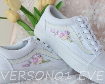 Custom Embroidered Vans: Floral Wedding Sneakers, Bridal Gift