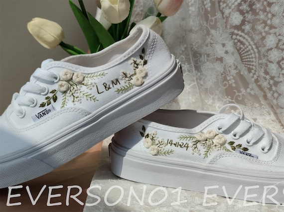 Buy Custom Embroidered Vans: Bridal Wedding Sneakers, Floral