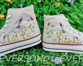 Embroidered Floral Converse Chuck Taylor 1970s: Custom Wedding Shoes