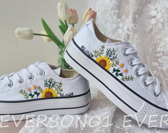 Tênis Converse Chuck Taylor bordado personalizado anos 70: com estampa floral de girassol