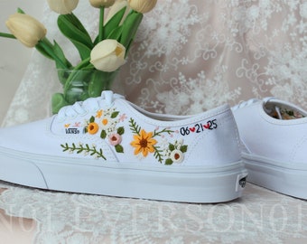 Custom Embroidered Vans: Floral Wedding Sneakers, Bridal Gift