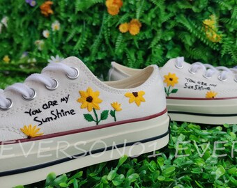 Embroidered Floral Converse Chuck Taylor 1970s: Custom Wedding Shoes