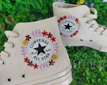 Customized Converse Embroidered Shoes Converse Chuck Taylor 1970s Spring Small Wreath Round Label Converse Shoes for her graduation gift