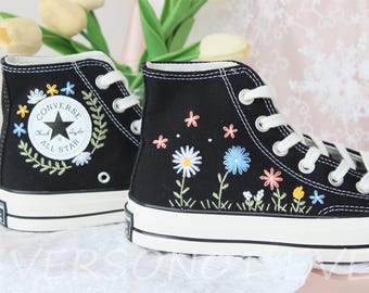 Custom Embroidered Converse Chuck Taylor 1970s: Floral Wedding Shoes