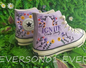 Custom Converse Embroidered Shoes Converse Chuck Taylor 1970s Embroidered Daisy Floral  Converse Shoes Best Gift for Her