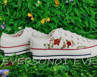 Sapatos Converse bordados personalizados Converse Chuck Taylor 1970s Sapatos Converse bordados florais personalizados para seu presente de casamento