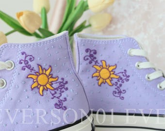 Custom Embroidered Converse Chuck Taylor 1970s: Rapunzel Wedding Shoes