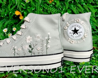 Custom Embroidered Converse Chuck Taylor 1970s: Floral Wedding Shoes