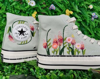 Custom Converse Embroidered Shoes Converse Chuck Taylor 1970s Embroidered Reed & Rose Converse Shoes Best Gift for Her