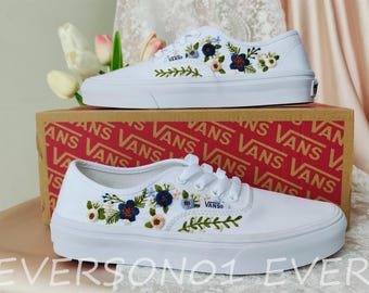Custom Embroidered Floral Vans: Bridal Wedding Sneakers